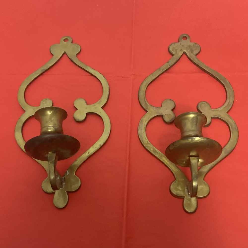 Solid Brass Moroccan revival style wall candle sconces  BOHO pair